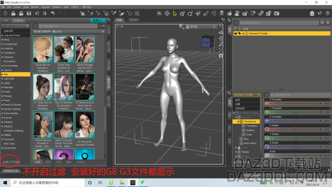 请教智能内容怎么设置开启过滤器后显示G8已安装好的文件？_DAZ3D下载站