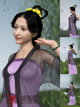 宝钗扑蝶_DAZ3D下载站