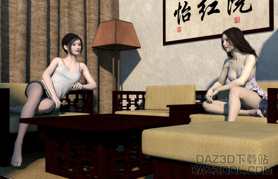 打工是不可能的，两美女合计开怡红院（点个小心心呗）！_DAZ3D下载站