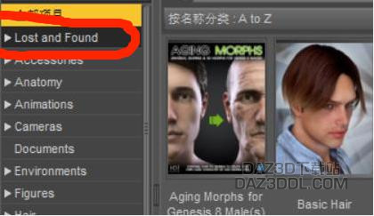 请问DAZ左边项目栏里的 Lost And  Found栏是什么意思啊？不懂这有什么用_DAZ3D下载站