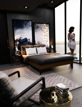 分享一下Stylish Bedroom这个资源的制作方法_DAZ3D下载站
