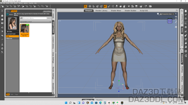 头发加载渲染之后只有头皮_DAZ3D下载站