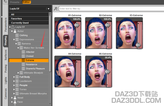 如何将G3表情变形滑块转为G8使用？_DAZ3D下载站