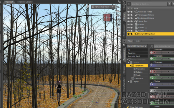 请教！关于场景自带Daylight_DAZ3D下载站