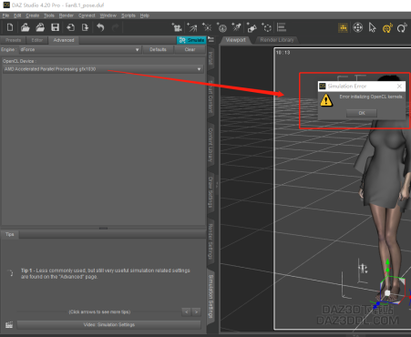 AMD 6800XT 显卡  突然不能解算布料了，求大神解救~~~_DAZ3D下载站