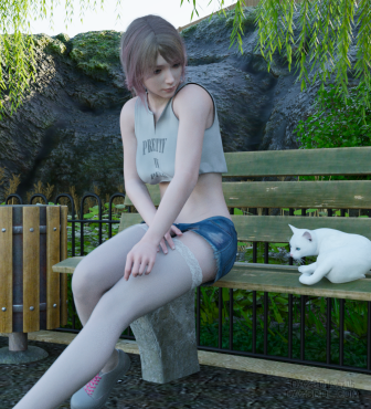 偶遇猫咪的小姐姐_DAZ3D下载站