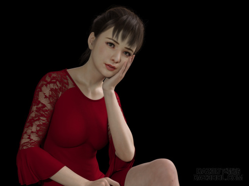 红色连衣裙_DAZ3D下载站