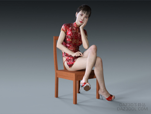 模拟衣物测试（被椅子挂住了）_DAZ3D下载站