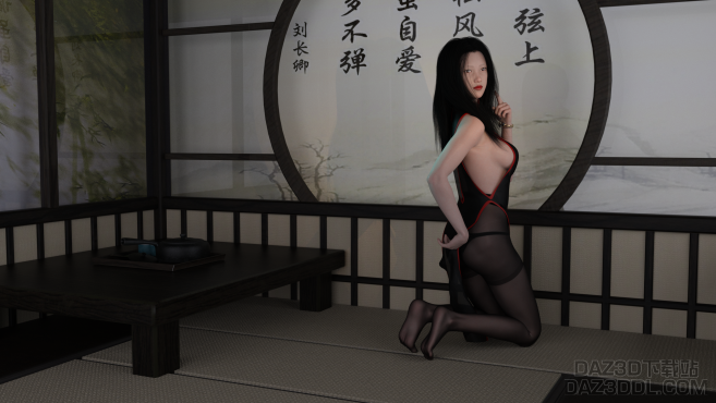 模仿一下南桃 黑旗袍_DAZ3D下载站