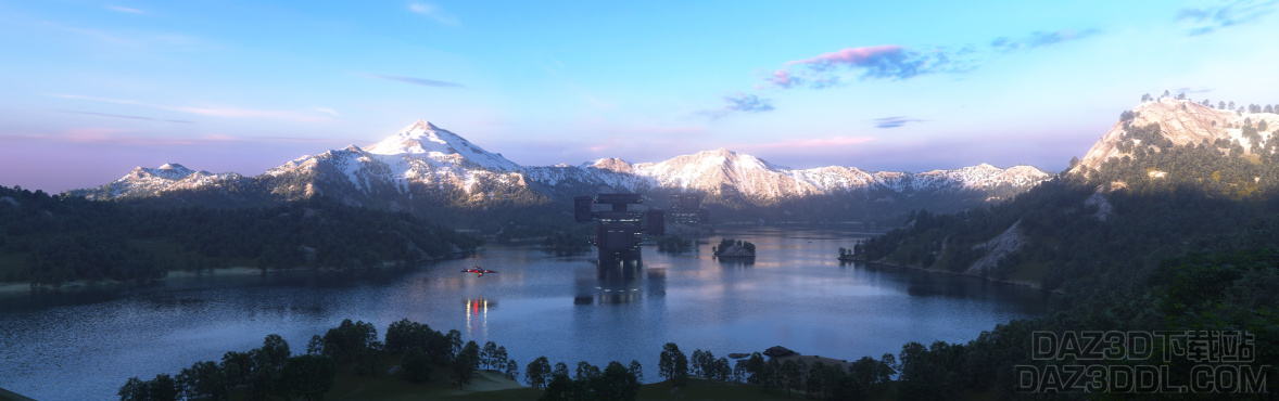 科幻作品中设计的泸沽湖静帧_DAZ3D下载站