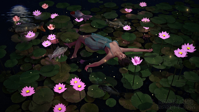 鱼塘月色_DAZ3D下载站