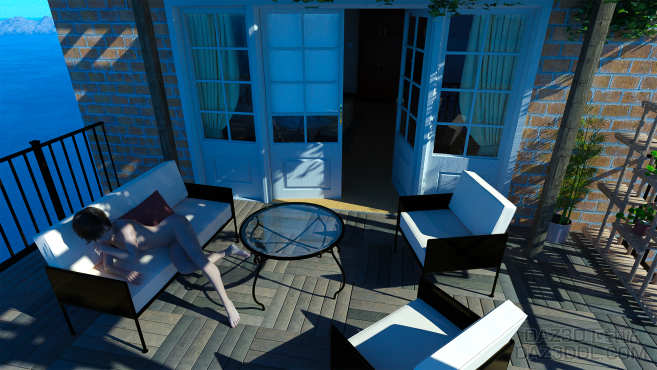 阳台上裸睡了一晚_DAZ3D下载站