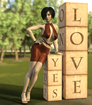 渲染练习2--love yes_DAZ3D下载站