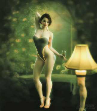 灯下独自饮酒的女人_DAZ3D下载站