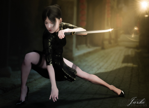 旗袍女杀手~渲染练习_DAZ3D下载站