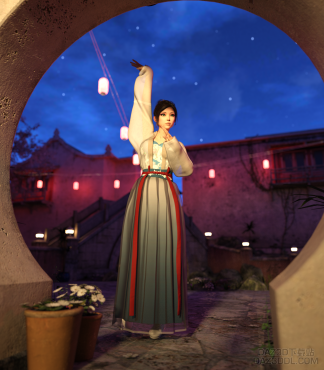 汉服及场景练习3P_DAZ3D下载站