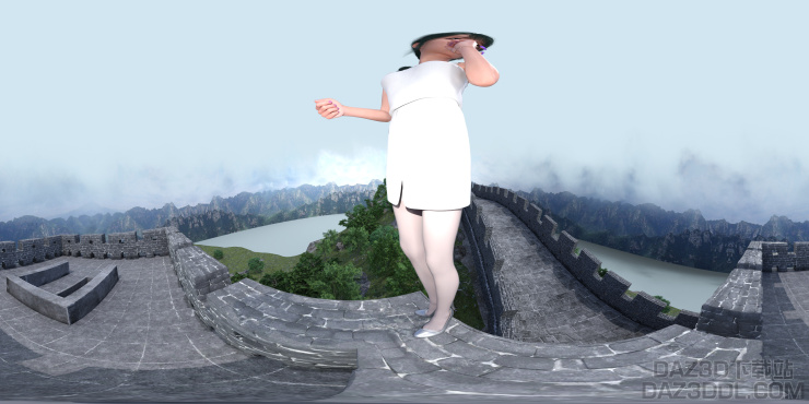 我的嗎啊，不要出大事呀，妹你站太貼城牆邊了_DAZ3D下载站