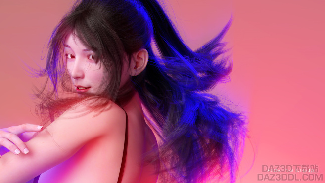 壁纸一张，头发有点穿模，懒得改了_DAZ3D下载站