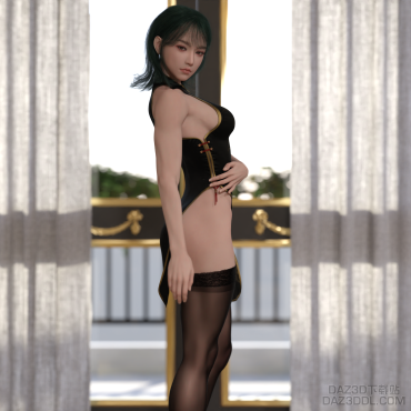 旗袍+黑丝_DAZ3D下载站