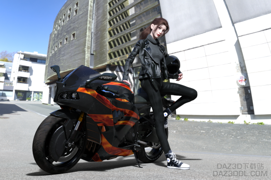 摩托女骑_DAZ3D下载站