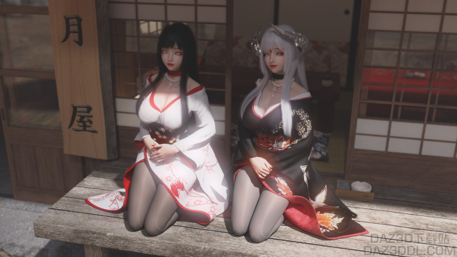 捏了个雏田与辉夜姬_DAZ3D下载站
