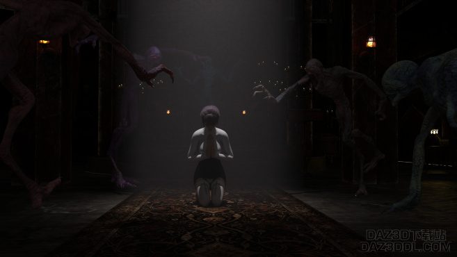 面对夜魔祈求圣光降临的修女_DAZ3D下载站