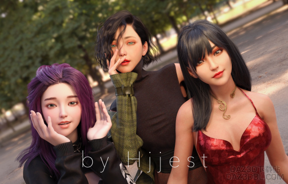 三人合影_DAZ3D下载站