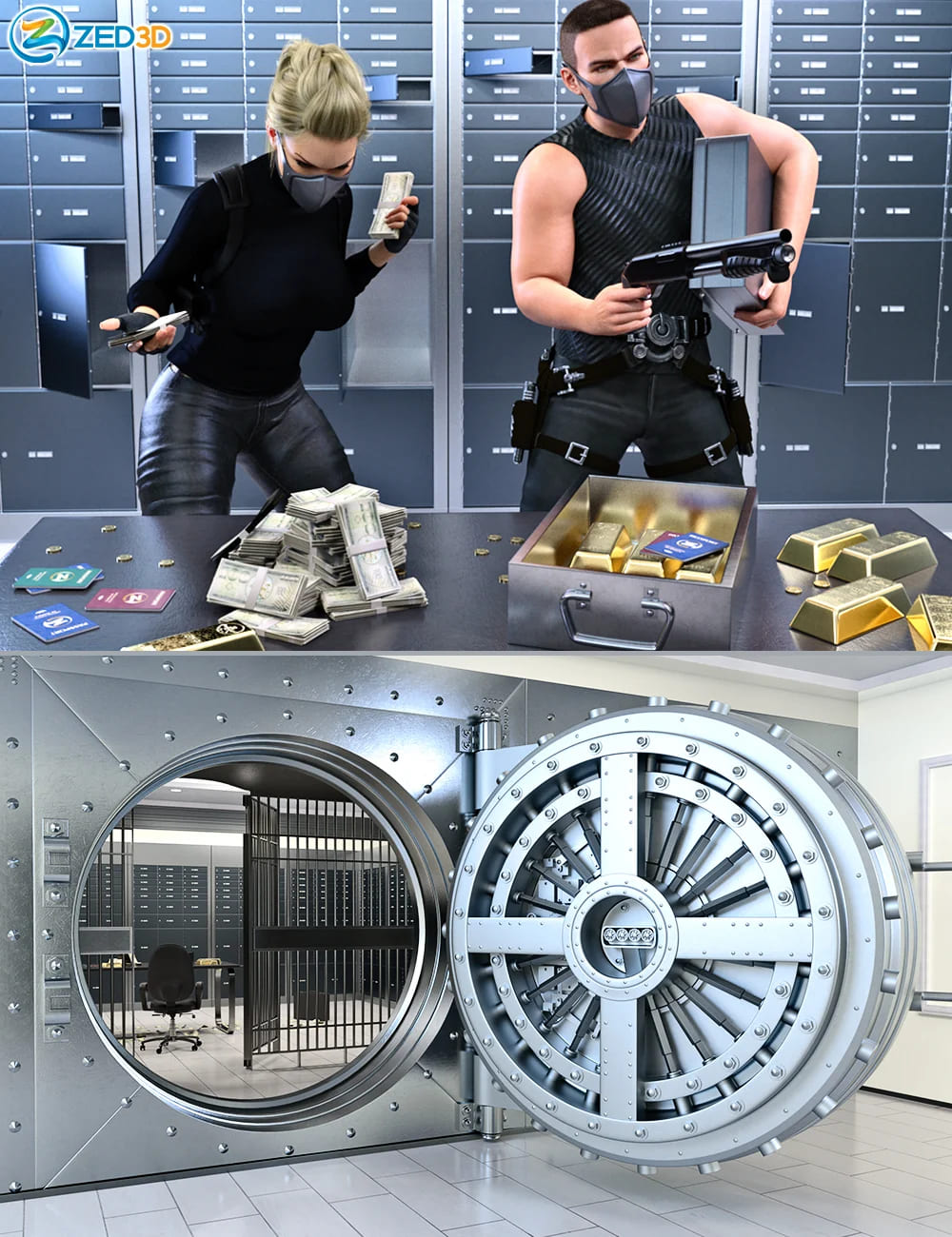 Z银行金库抢劫和摆姿势