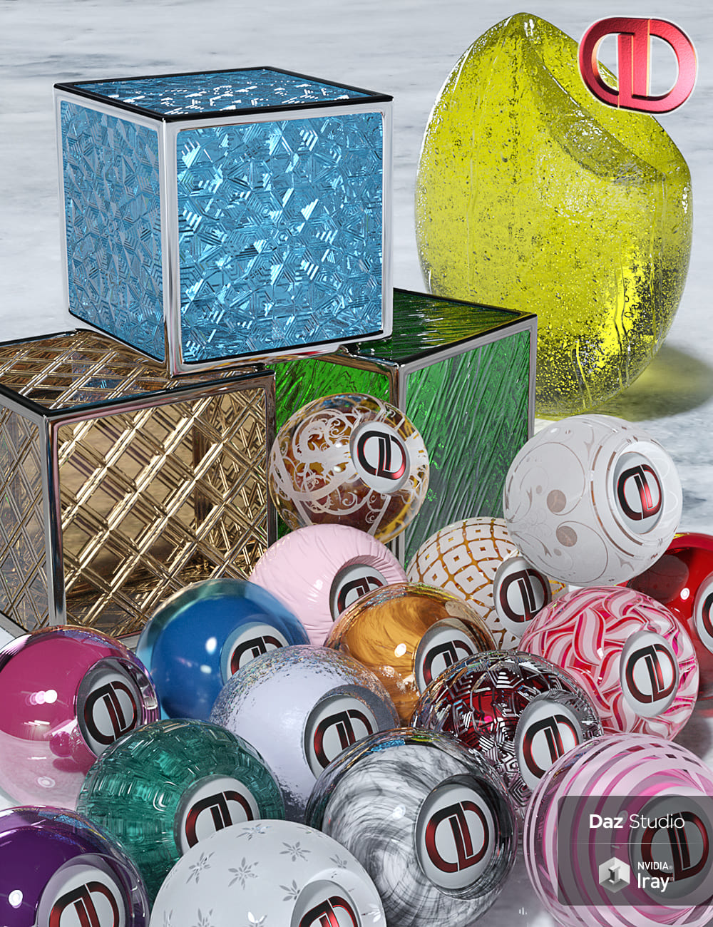 DD Gorgeous Glass Shaders for Iray vol1 MR .