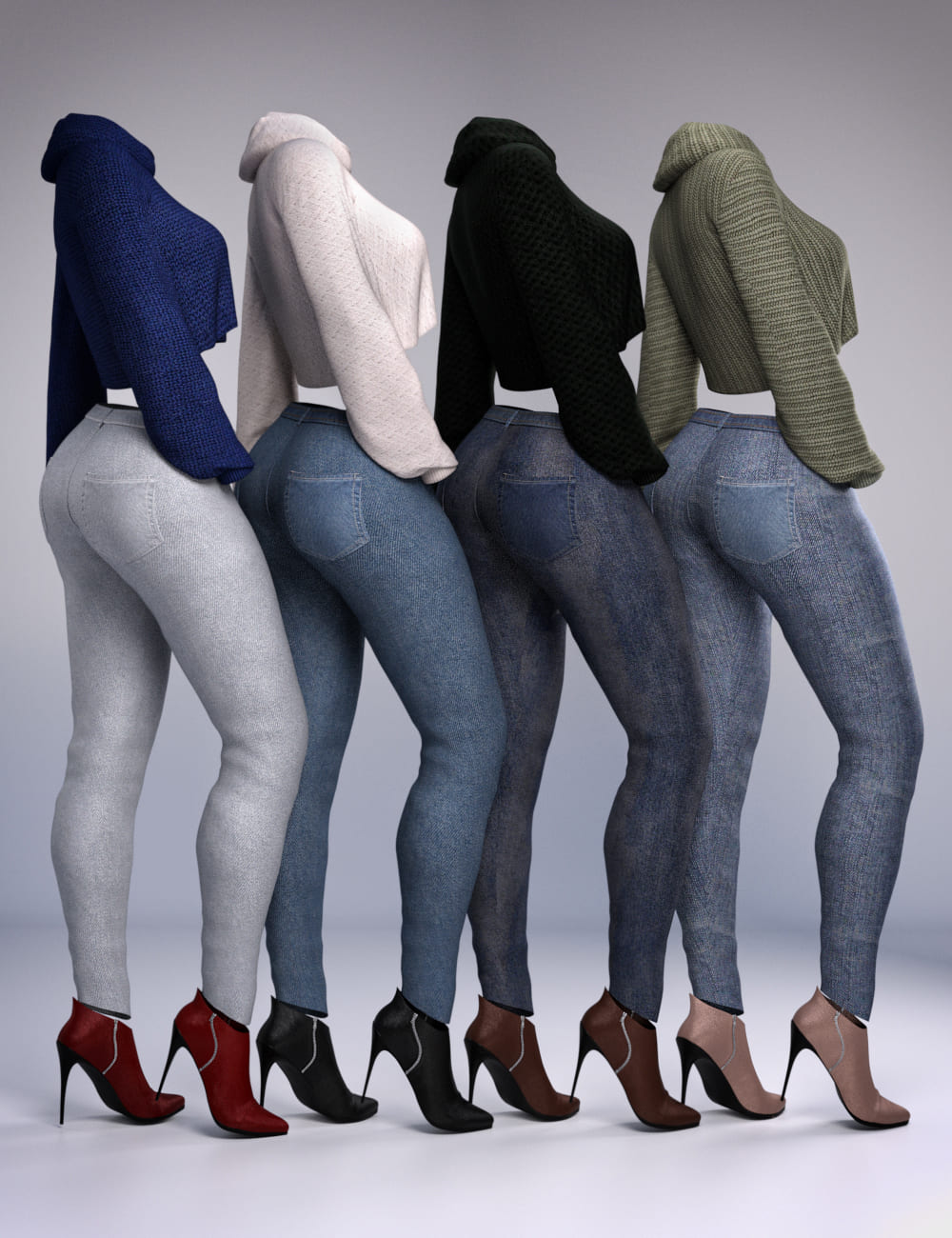 dForce Crop Sweater and Jeans Outfit Textures