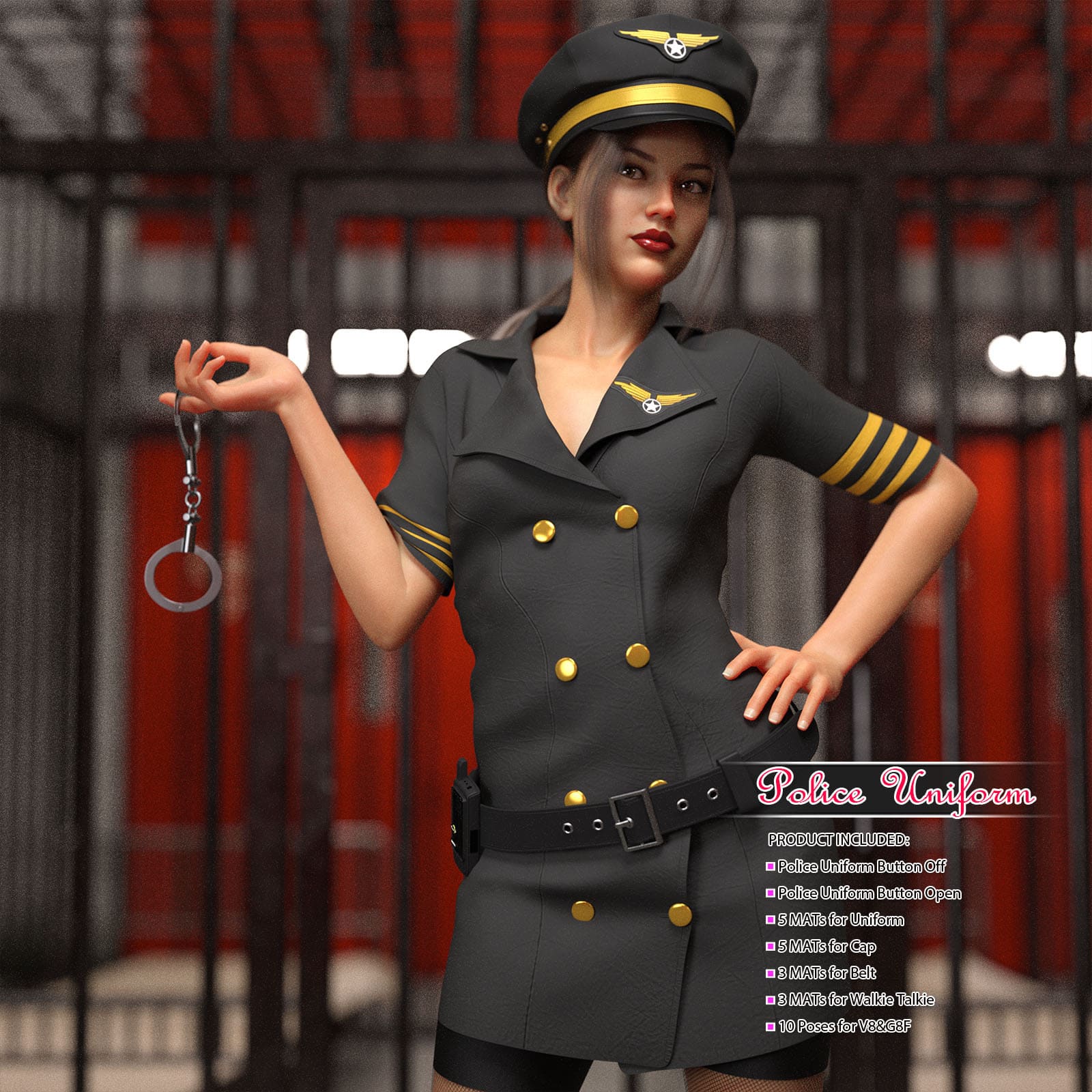 dForce警察制服和姿势为创世纪8女