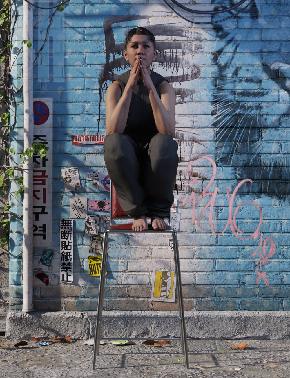《Catty 8.1》和《Genesis 8.1 Female》的Catty pose