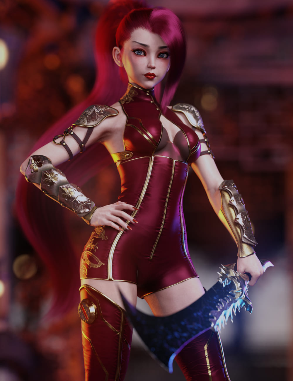 《创世纪》8和8.1女性版的Crimson Dragon Outfit