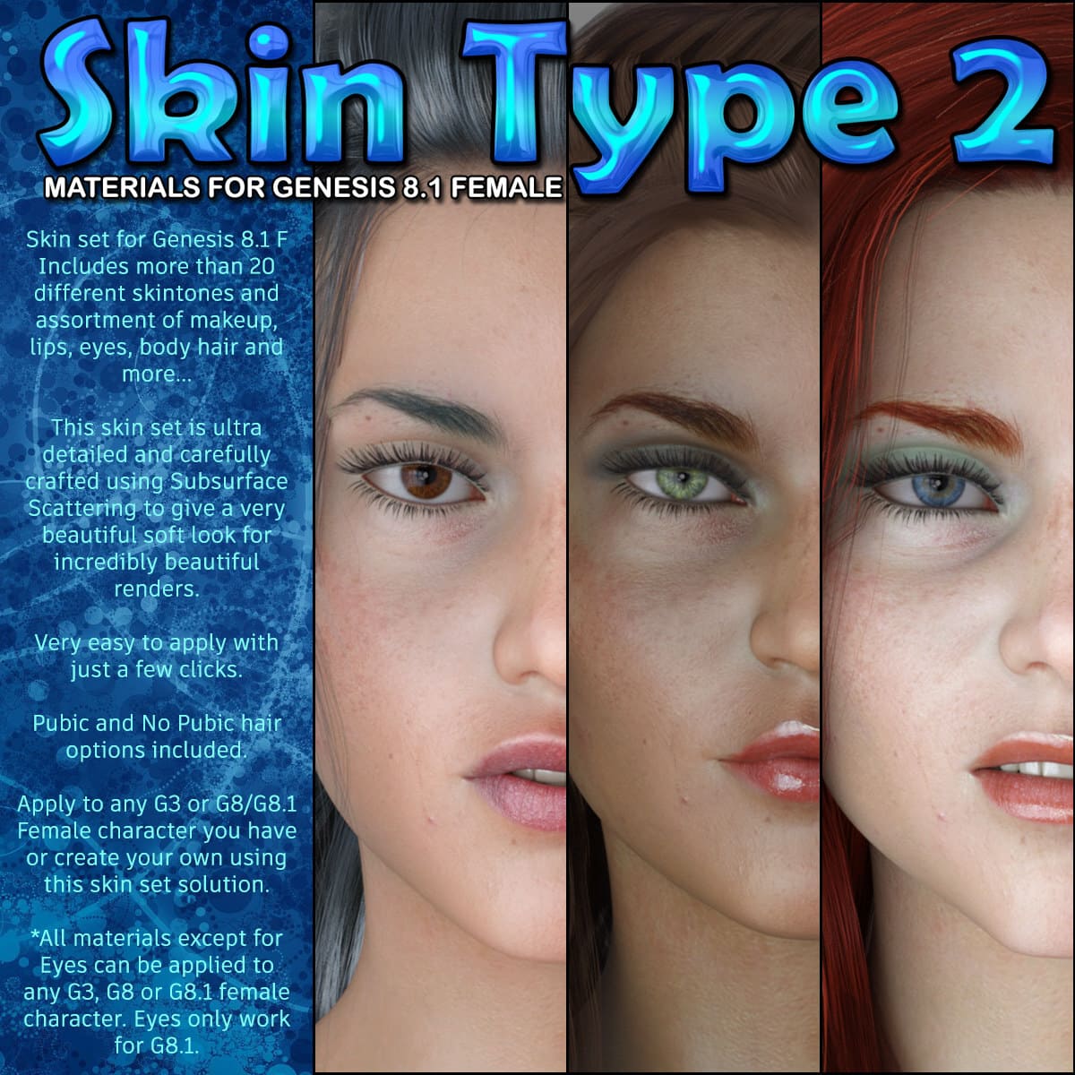 Exnem Skin Type 2适用于Genesis 8.1女性