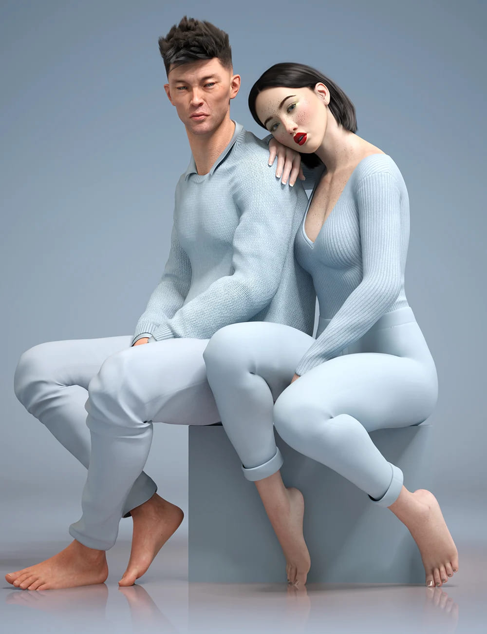 寻找两个姿势和表情的创世纪8.1男性和女性