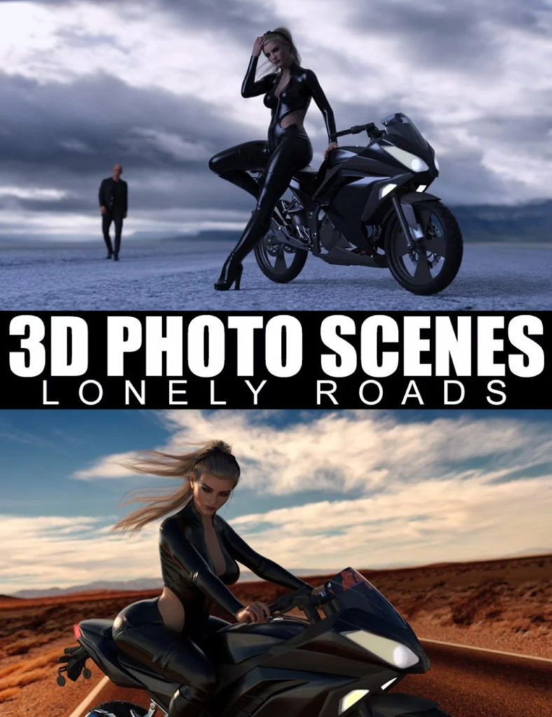 3D照片场景-孤独的道路