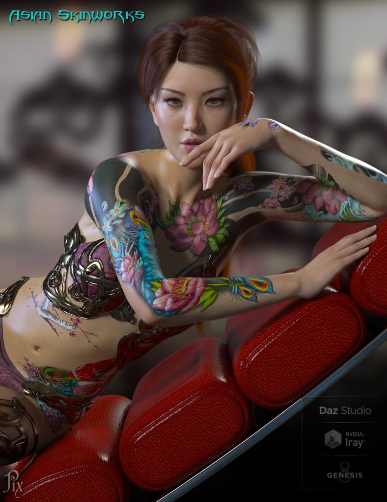 亚洲SkinWorks L.I.E.纹身为创世纪3和8的女性(s)