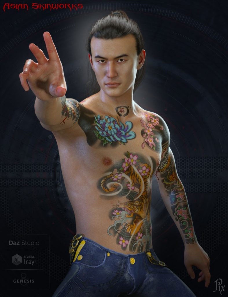 亚洲SkinWorks L.I.E.纹身为创世纪3和8男(s)