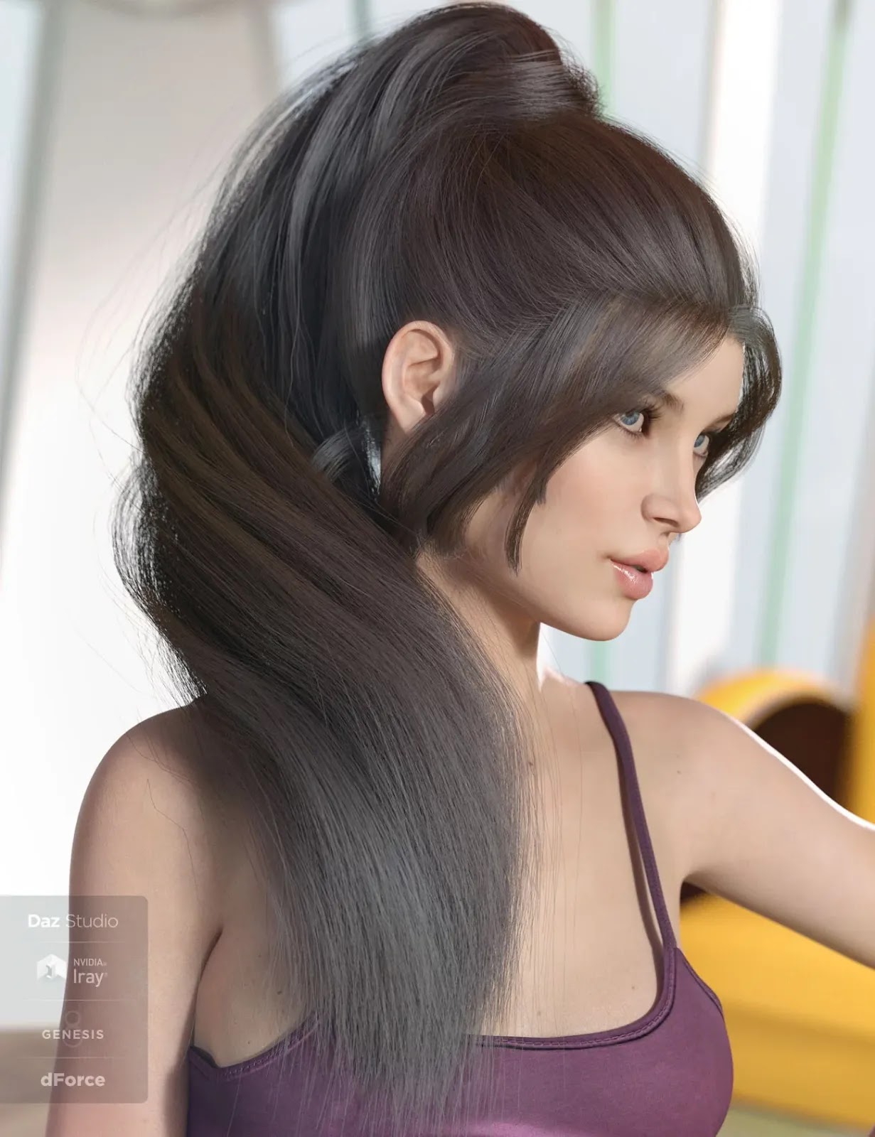dForce Lea Hair for Genesis 3 and 8 female (s)
