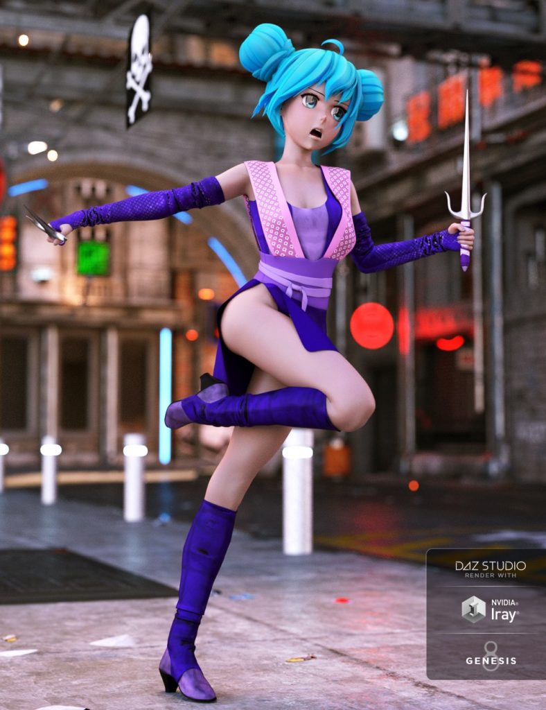 dForce动漫忍者服装为创世纪8女(s)