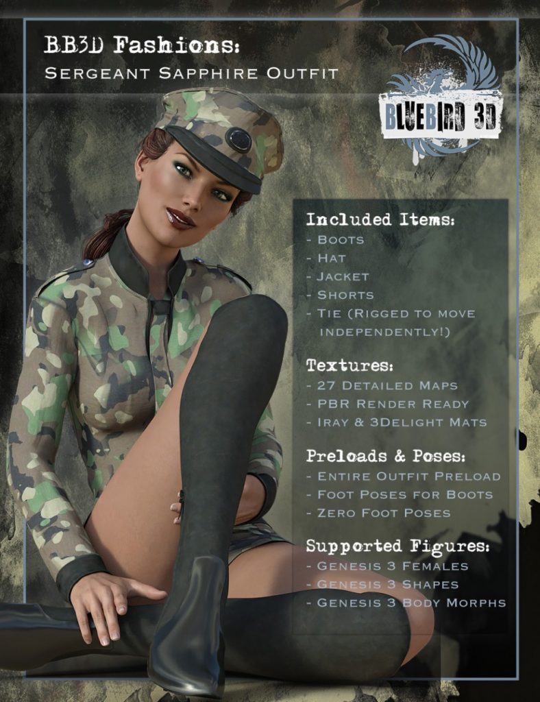 BB3D时装:Genesis 3 Female(s)军士Sapphire