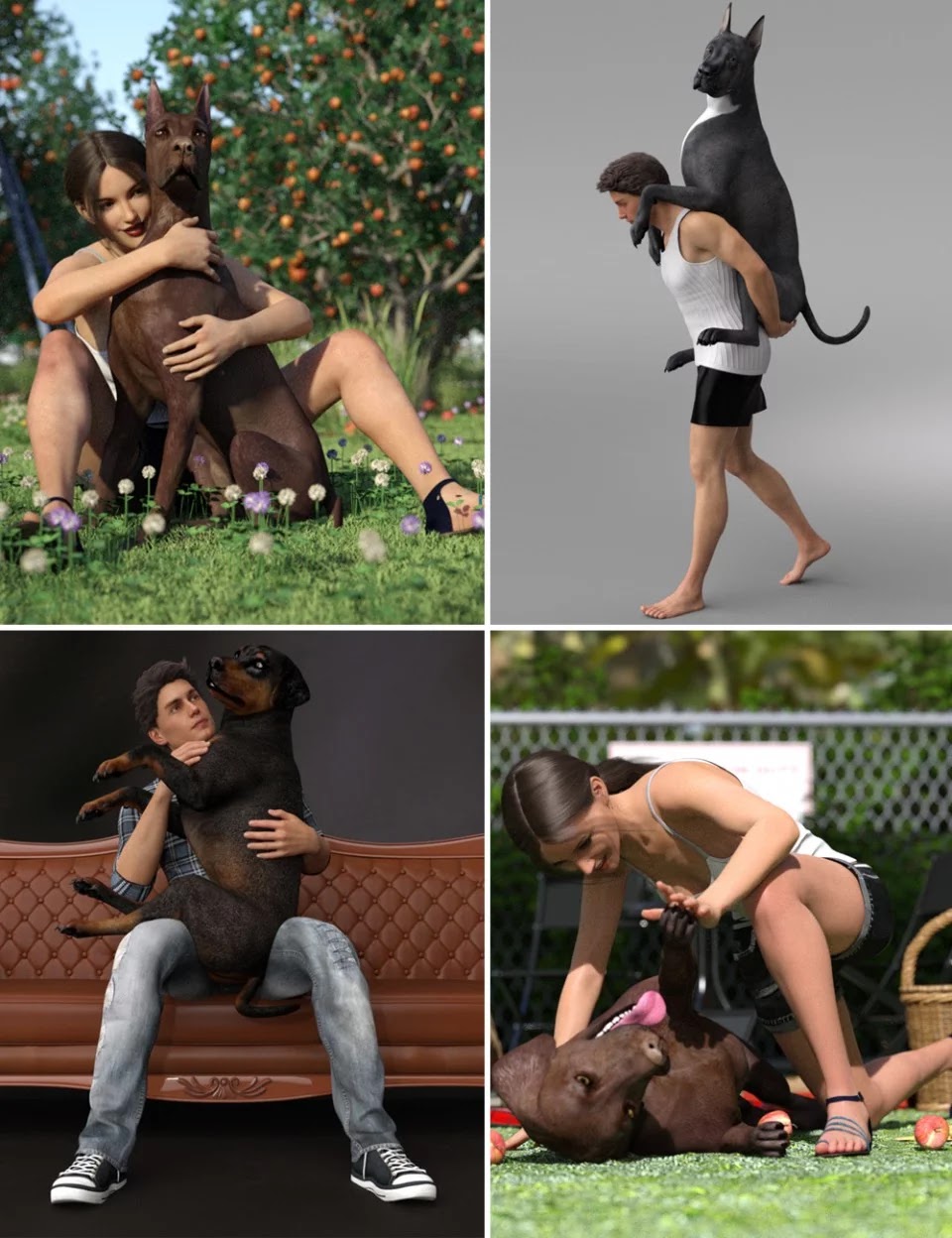 Daz Dog 8和Victoria 8和Michael 8的有趣造型