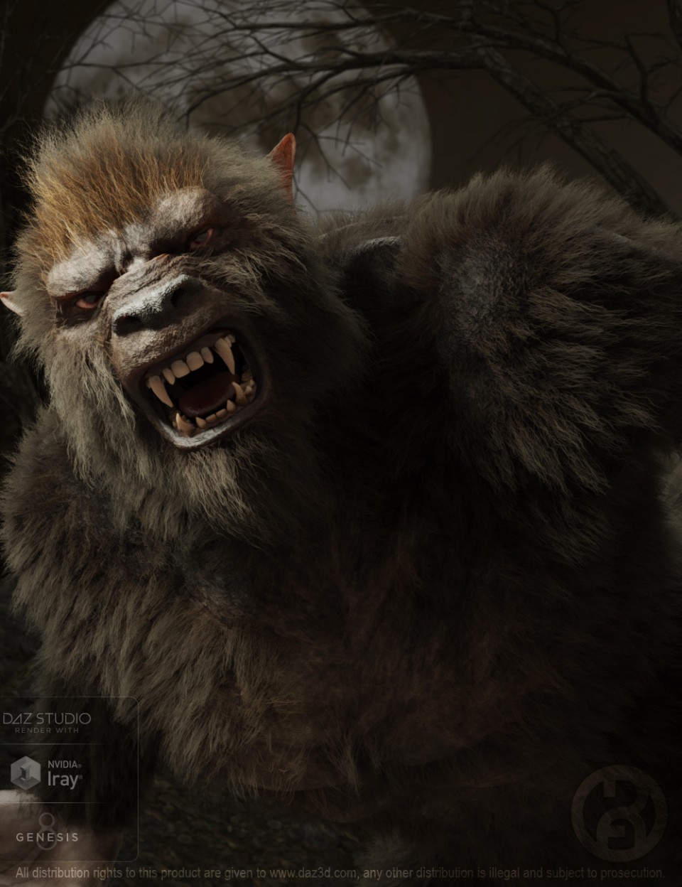 WolfBeast with dForce Hair +为创世纪8男摆姿势