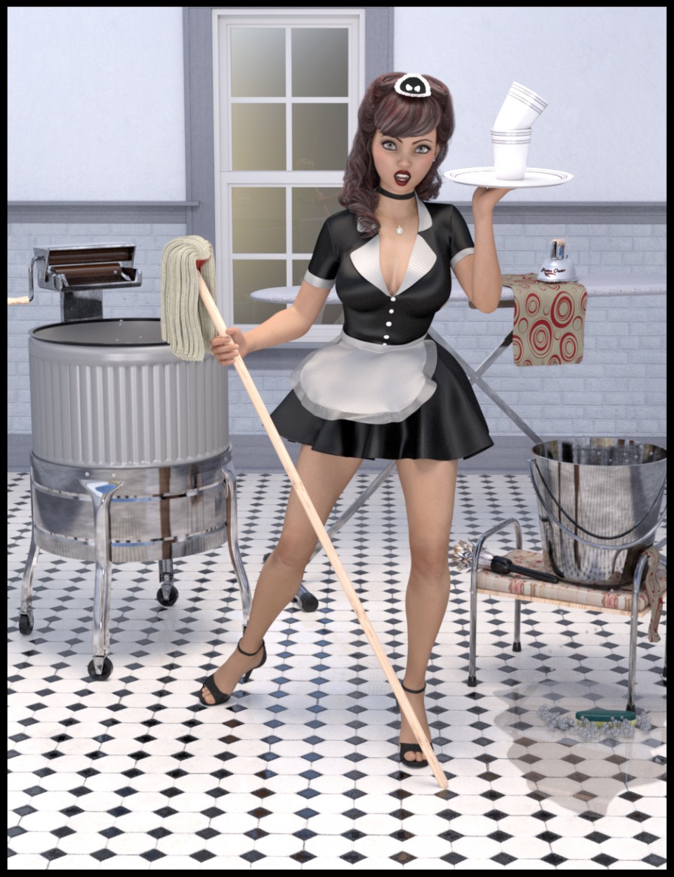 梦想清洁的道具和姿势创世纪3的女性(s)