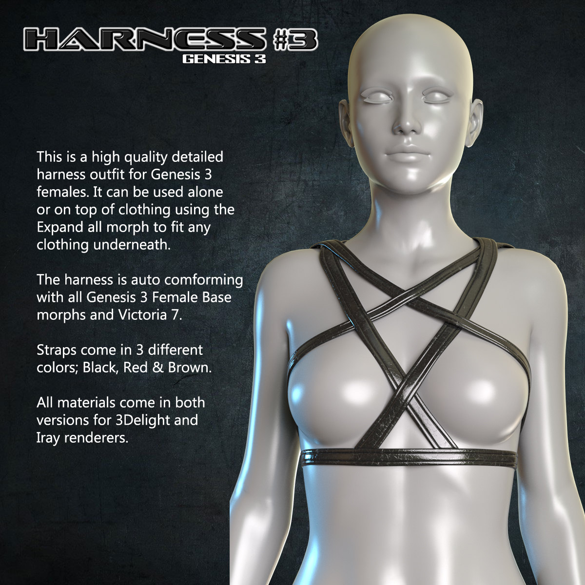 Exnem Harness 3 for Genesis 3 Female
