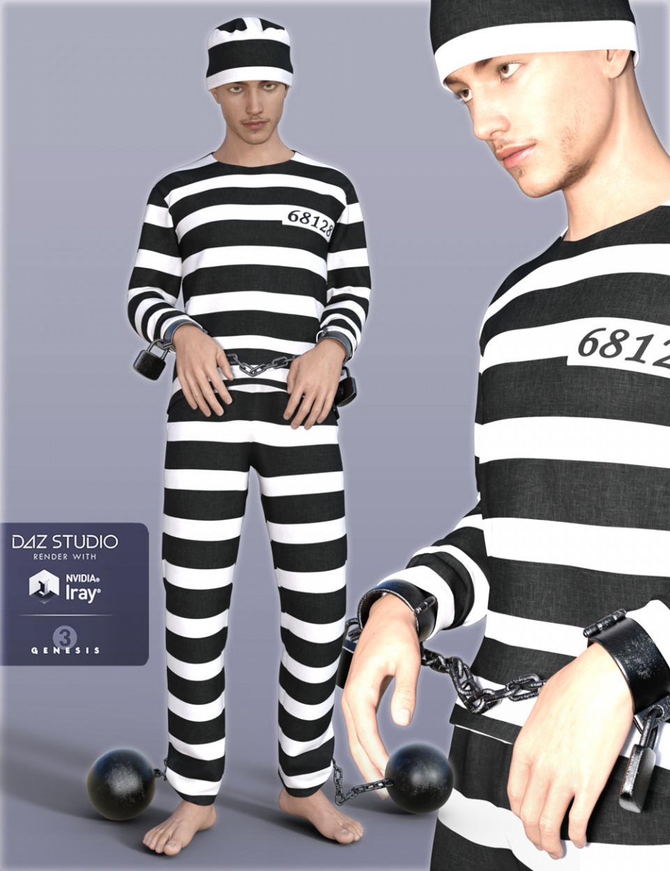 H&C囚犯服装和镣铐为创世纪3男(s)