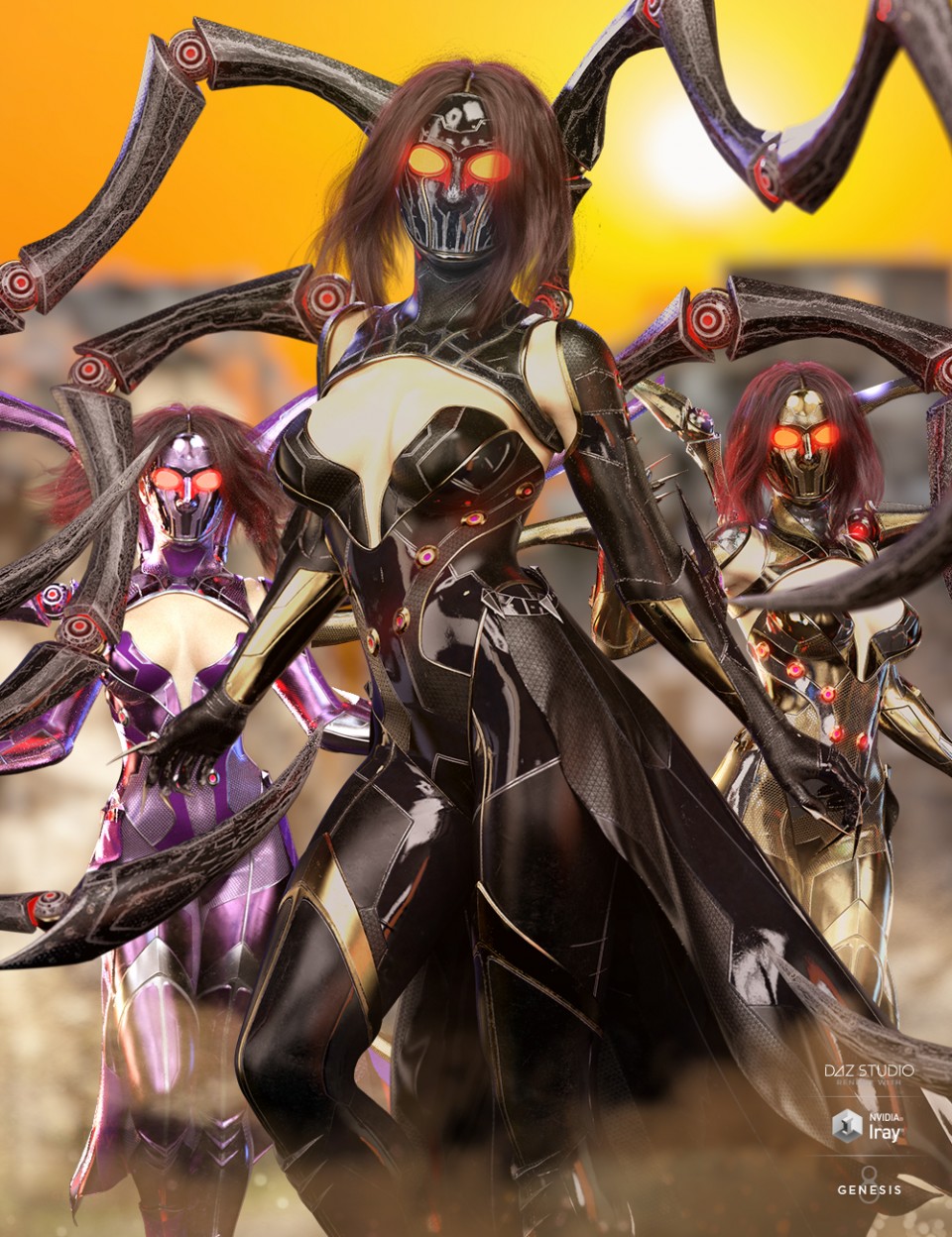 dForce Spidertech装备额外的Iray纹理
