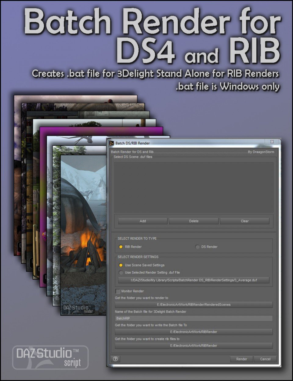 DAZ Studio 4和RIB的批量渲染