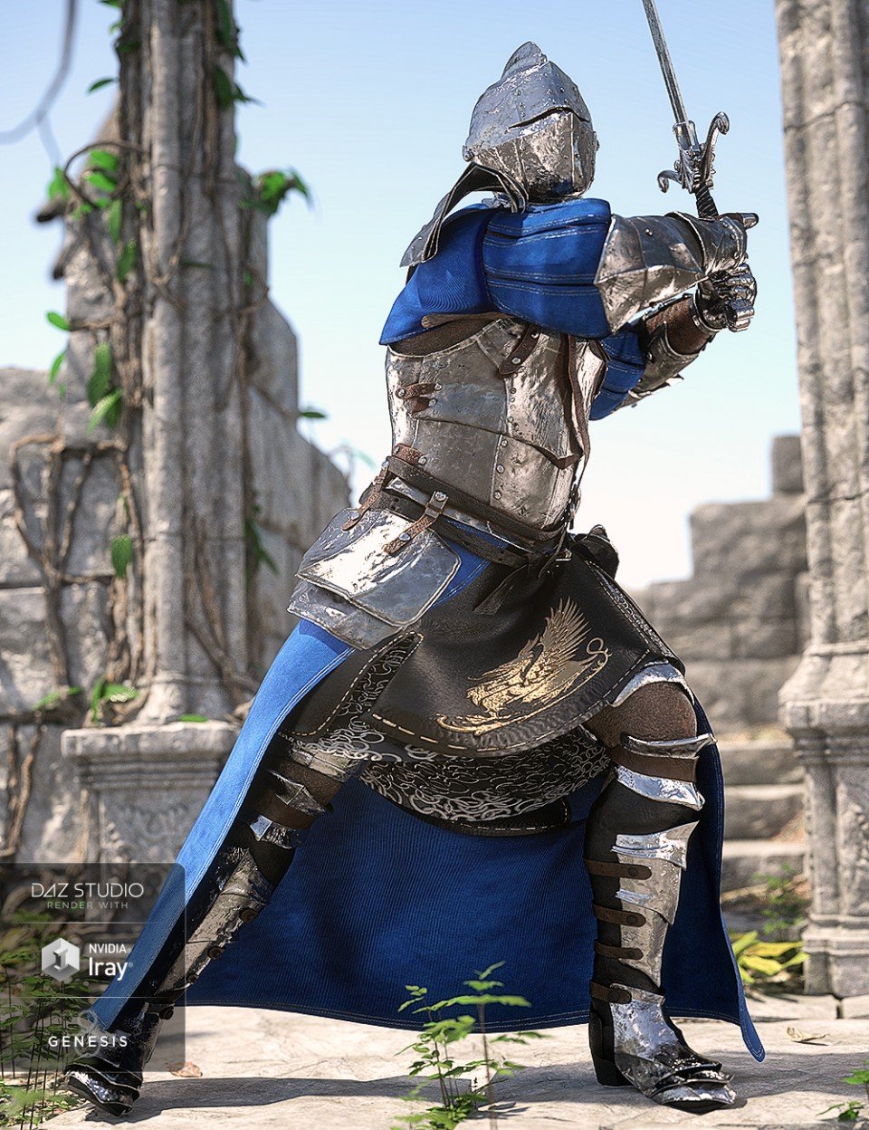 dForce The Bellowtalons Knight Outfit for Genesis 8男