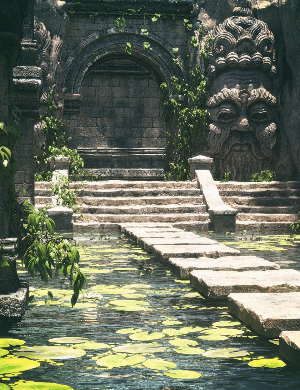 寺庙池